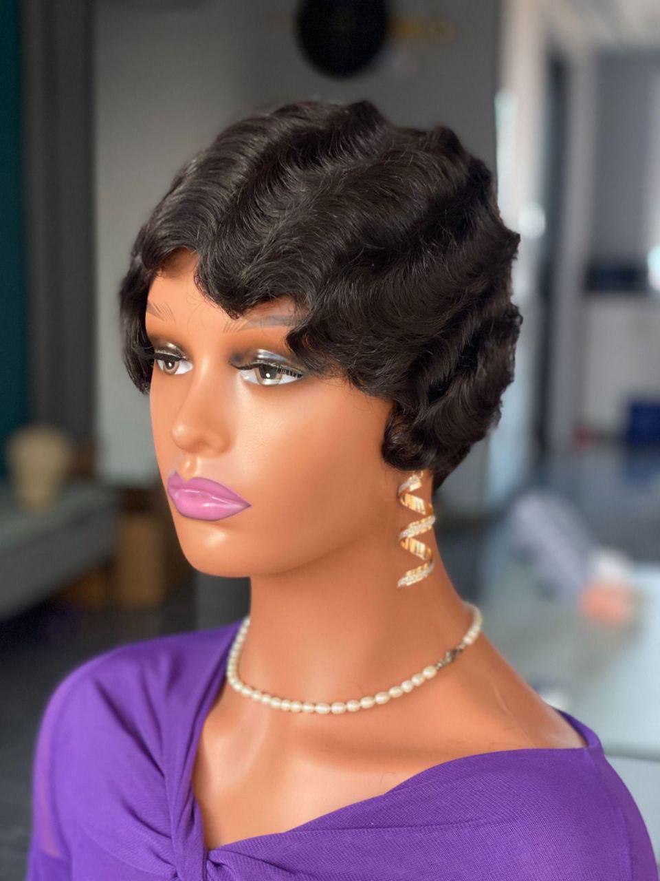 100 human hair Lawyer skull cap wig black