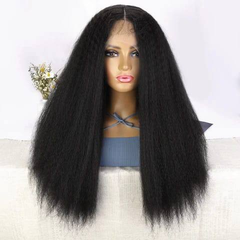 70 human hair blend TFrontal kinky straight
