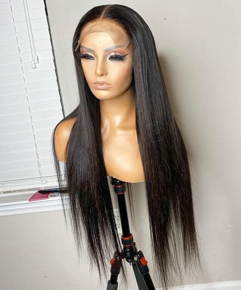100 human hair 4by4 closure straight wig 30 inches